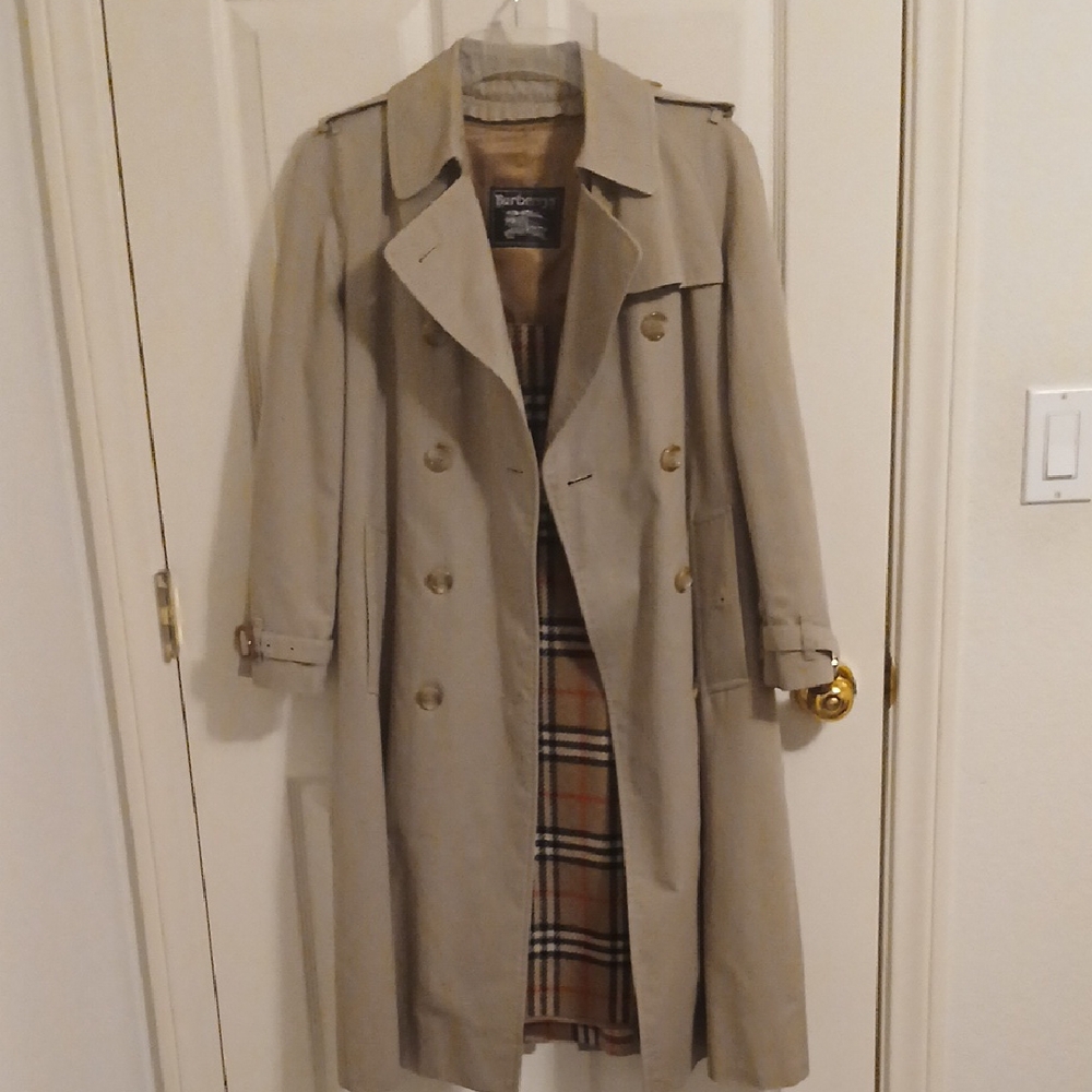 Burberry Khaki Double-Breasted Trench Coat (S)